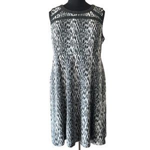 Lane Bryant Animal Cheetah Print Sleeveless Dress Faux Leather Trim